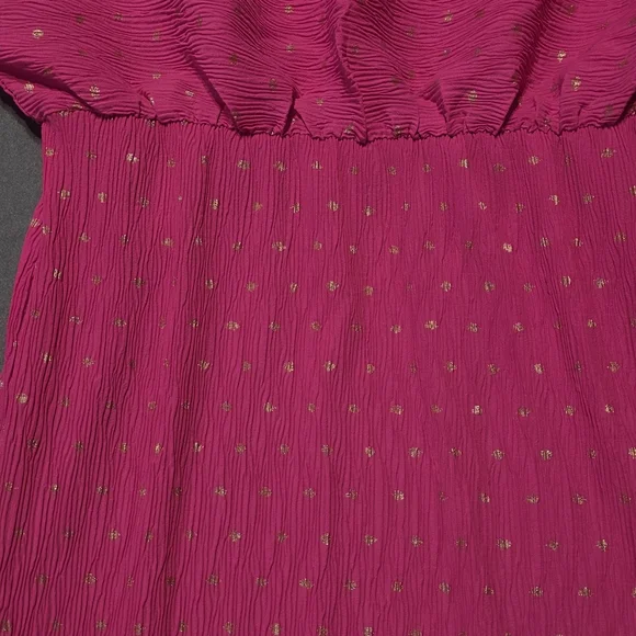 Vici NWT Hot Pink Maxi Dress with Gold Dot Detail Large PTP 22 - Picture 5 of 8